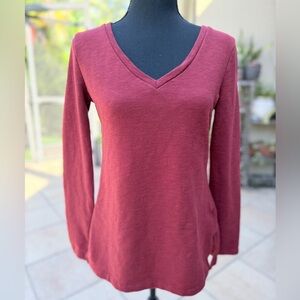 J. Crew Mercantile Long Sleeve V-Neck Sweatshirt like Top - Deep Red